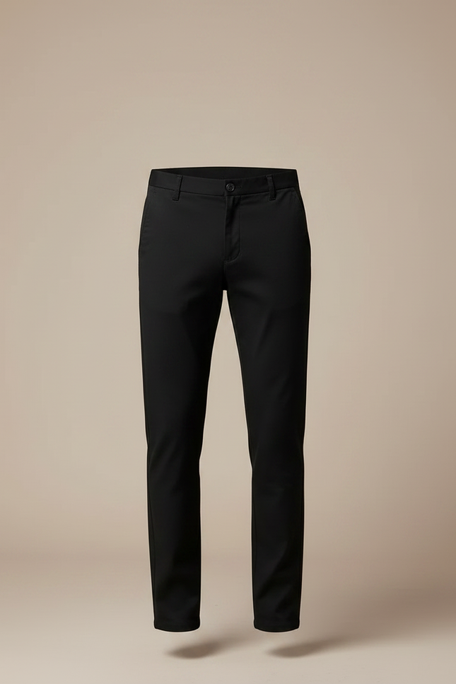 Pantalon Noir Business Slim Élégant Hiver Chaud - Gabardine - vue 3
