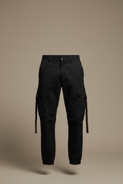 Pantalon Noir Cargo Homme Ample Décontracté Urbain - Toile - vue 3