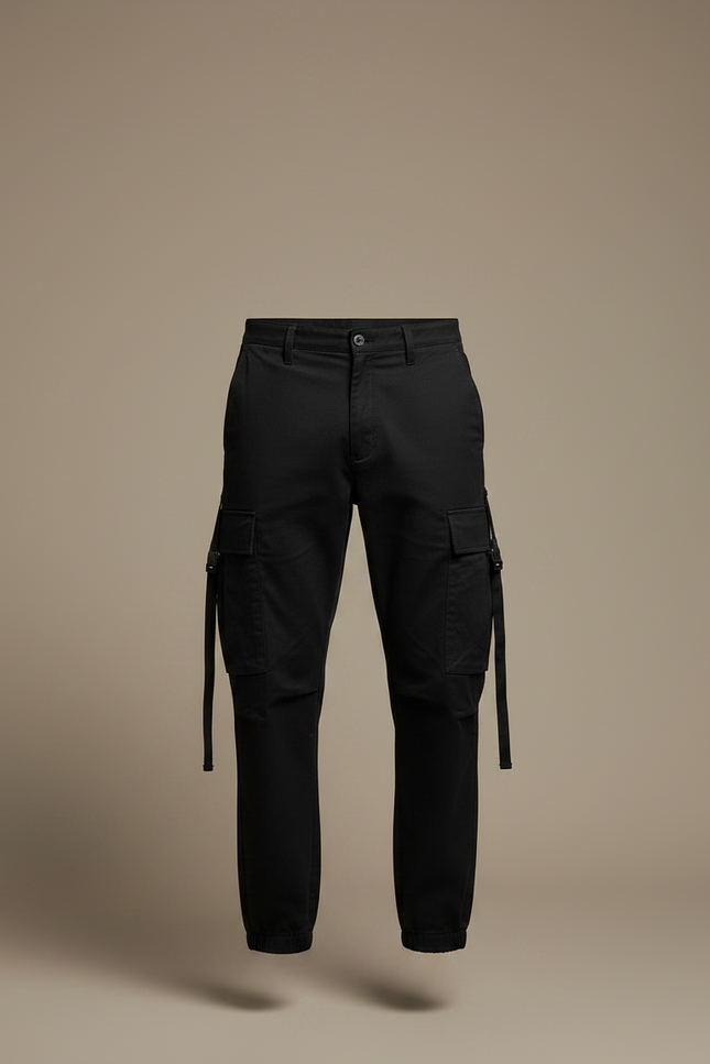 Pantalon Noir Cargo Homme Ample Décontracté Urbain - Toile - vue 3