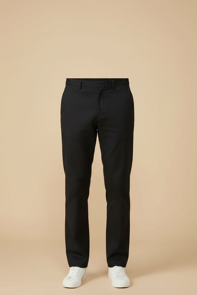 Pantalon Noir Classique Droit Coton Décontracté Homme - vue 3