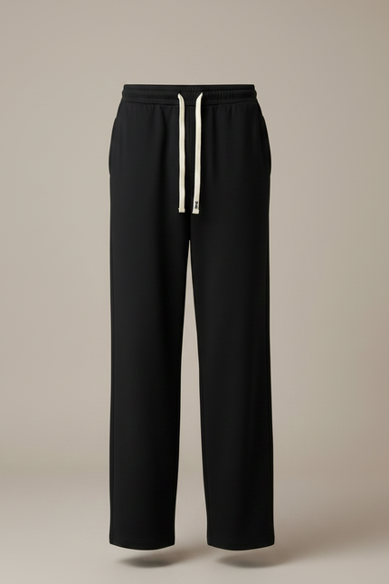 Pantalon Noir Ample Décontracté Cordon Blanc Respirant - Molleton - vue 3