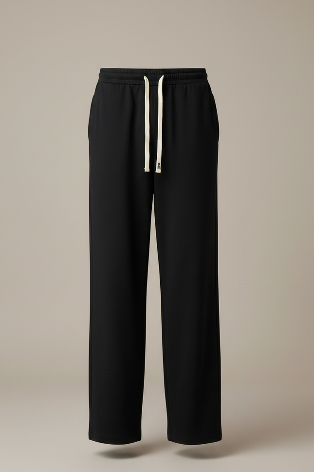 Pantalon Noir Ample Décontracté Cordon Blanc Respirant - Molleton - vue 3