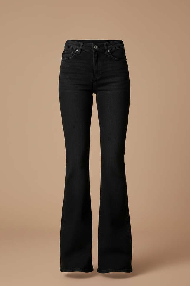 Pantalon Noir Évasé Denim Taille Haute Ajusté - Jean - vue 3