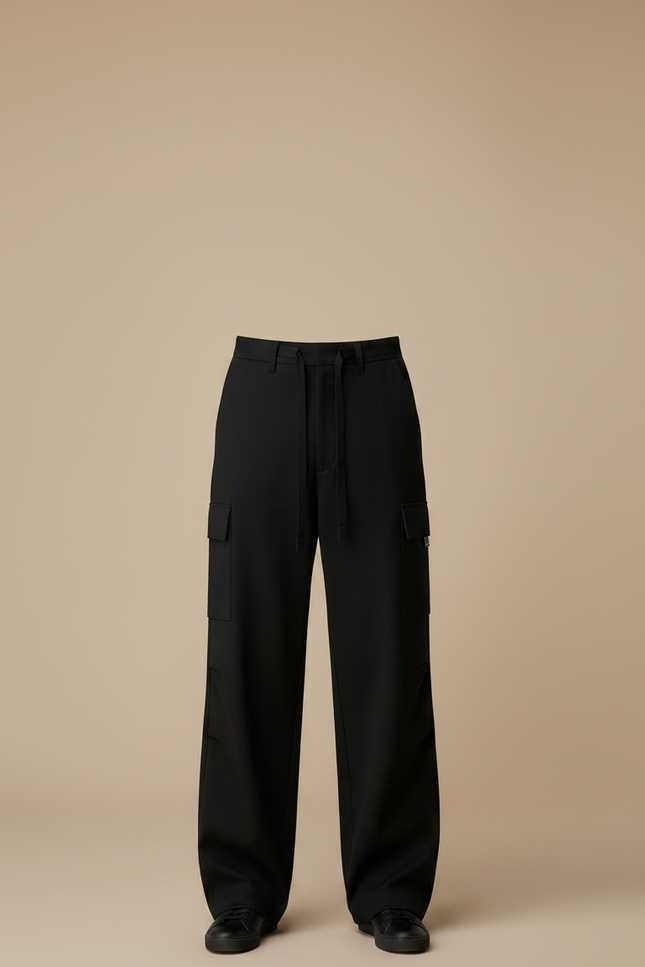 Pantalon Noir Ample Cargo Décontracté Homme - Gabardine - vue 3