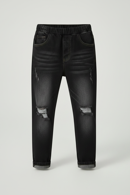 Pantalon Noir Déchiré Dégradé Denim Garçon - Jean - vue 3