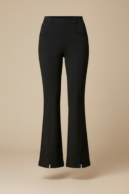 Pantalon Noir Évasé Fendu Taille Haute Femme - Polyester - vue 3