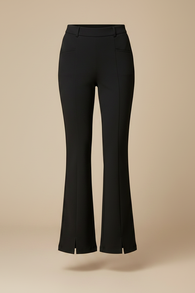Pantalon Noir Évasé Fendu Taille Haute Femme - Polyester - vue 3