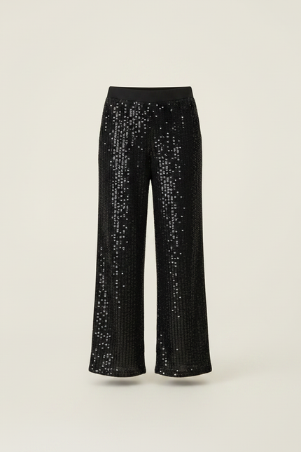 Pantalon Noir Paillettes Large Décontracté Fille - Polyester - vue 3