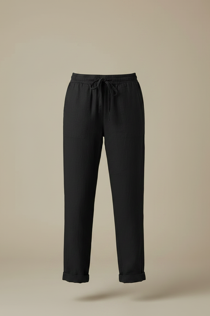 Pantalon Lin Noire Femme - vue 3
