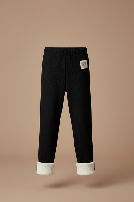 Pantalon Noir Côtelé Doublé Polaire Enfant - Cordé - vue 3