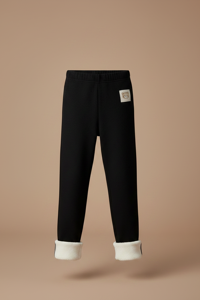 Pantalon Noir Côtelé Doublé Polaire Enfant - Cordé - vue 3