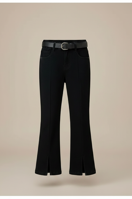 Pantalon Noir Fendu Évasé Fille Élégant - Jean - vue 3