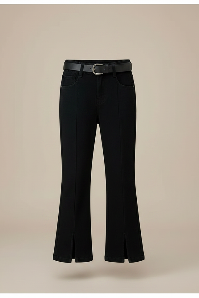 Pantalon Noir Fendu Évasé Fille Élégant - Jean - vue 3
