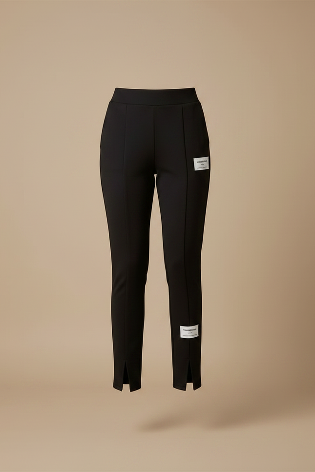 Pantalon Noir Slim Fendu Stretch Femme Élégant - Polyester - vue 3