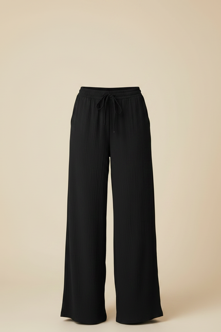 Pantalon Noir Fluide Ample Taille Haute Confortable - Viscose - vue 3