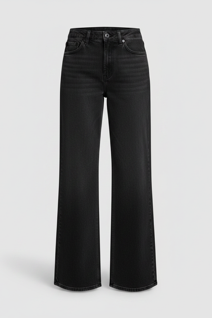 Pantalon Noir Large Denim Taille Haute Femme - Jean - vue 3