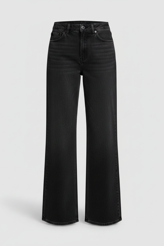 Pantalon Noir Large Denim Taille Haute Femme - Jean - vue 3