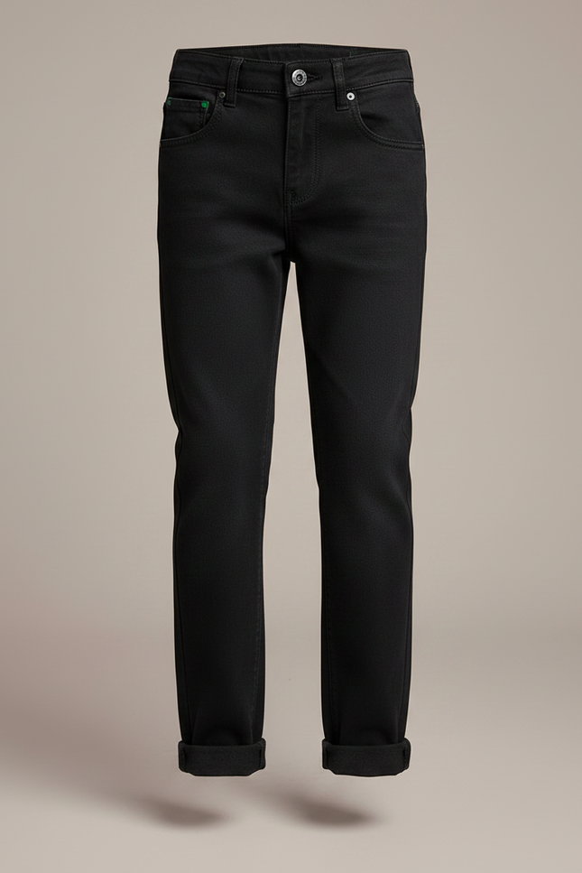 Pantalon Noir Enfant Garçon Coupe Droite Classique - Jean - vue 3
