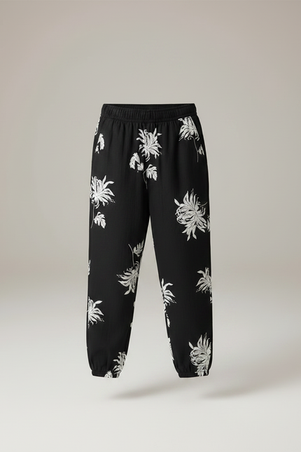 Pantalon Fluide Imprimé Noir Et Blanc - Viscose - vue 3