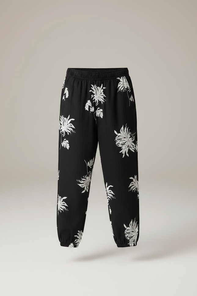Pantalon Fluide Imprimé Noir Et Blanc - Viscose - vue 3