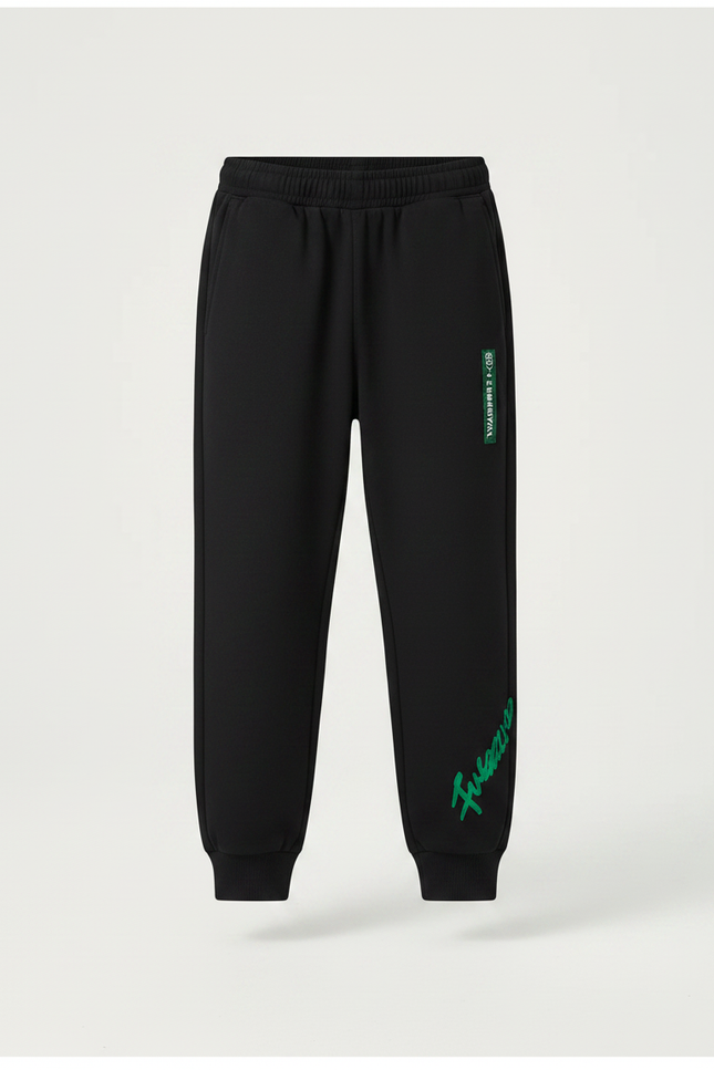 Pantalon Noir Jogging Ample Décontracté Enfant Imprimé - Molleton - vue 3