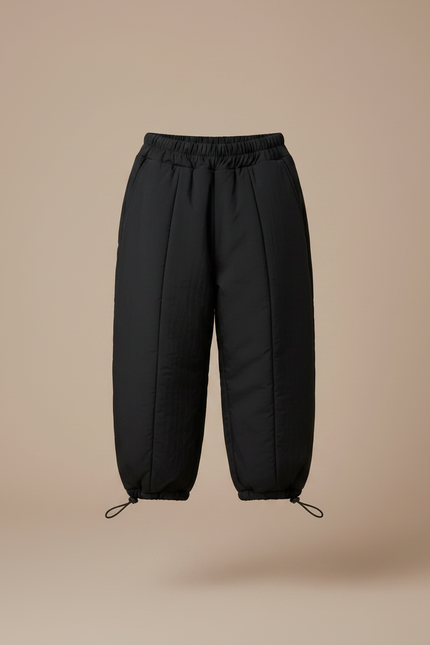Pantalon Noir Matelassé Hiver Enfant Cordon - Polyester - vue 3