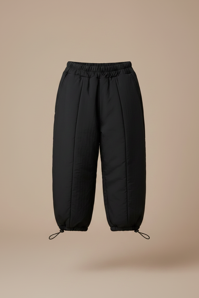 Pantalon Noir Matelassé Hiver Enfant Cordon - Polyester - vue 3