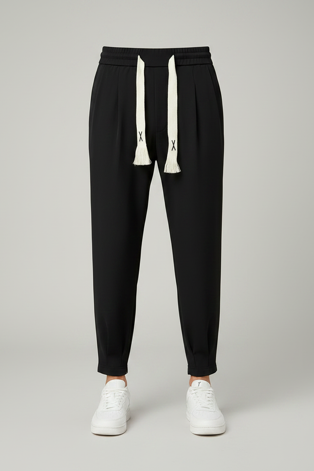 Pantalon Noir Plissé Cordon Sarouel Homme Décontracté - Polyester - vue 3