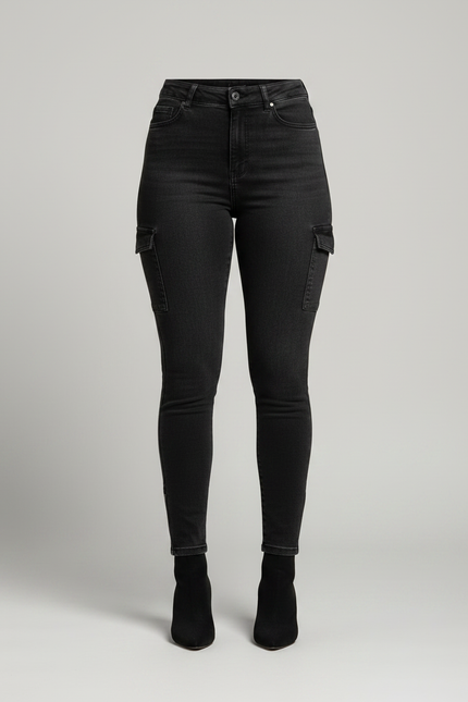 Pantalon Noir Cargo Skinny Taille Haute Femme - Jean - vue 3