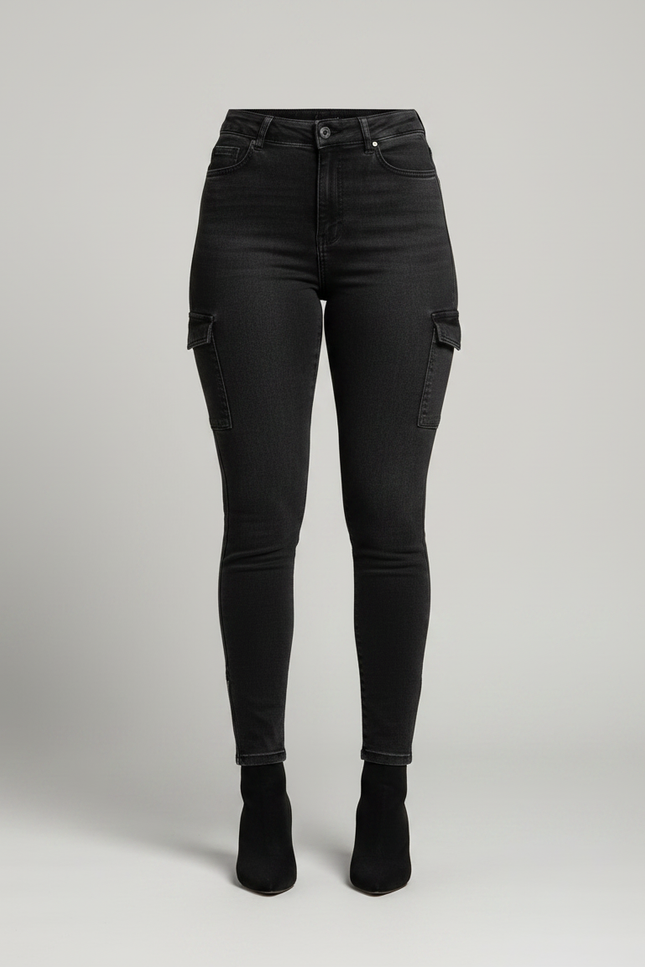 Pantalon Noir Cargo Skinny Taille Haute Femme - Jean - vue 3