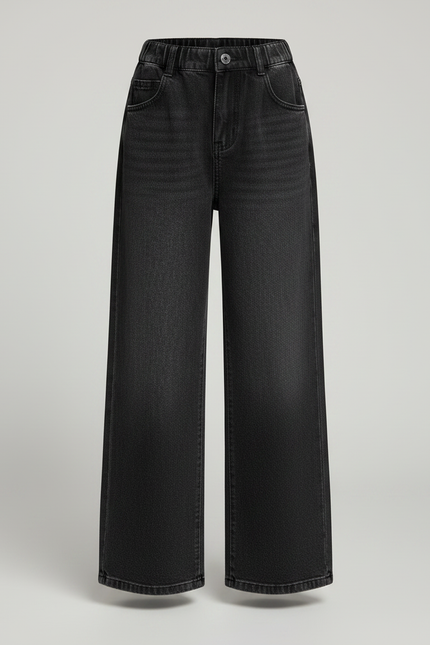 Pantalon Noir Large Denim Fille Décontracté - Jean - vue 3