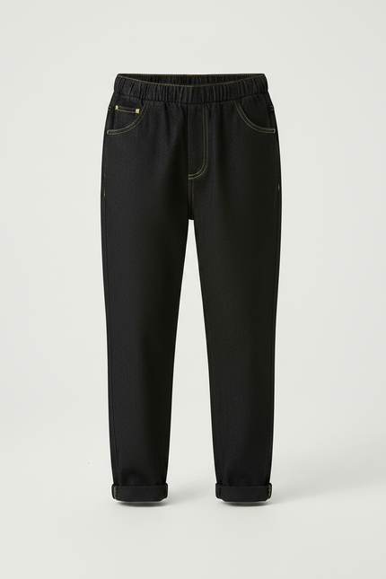 Pantalon Noir Denim Enfant Élastique Décontracté - Jean - vue 3