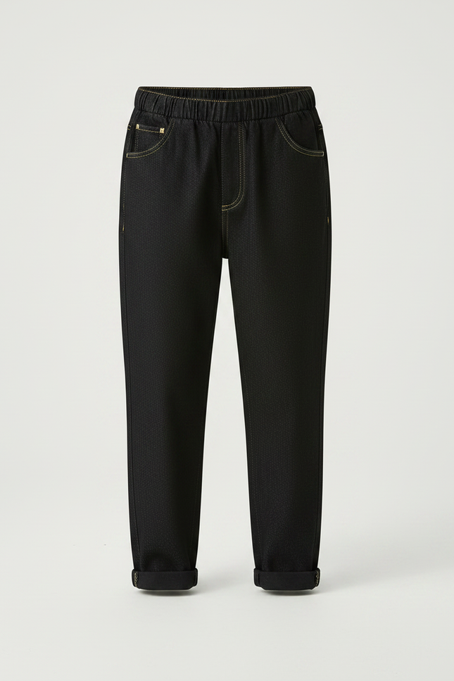 Pantalon Noir Denim Enfant Élastique Décontracté - Jean - vue 3