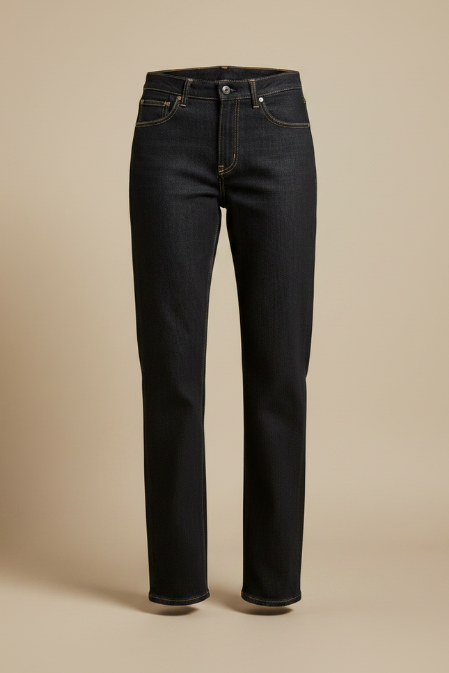 Pantalon Noir Droit Denim Taille Haute Femme - Jean - vue 3