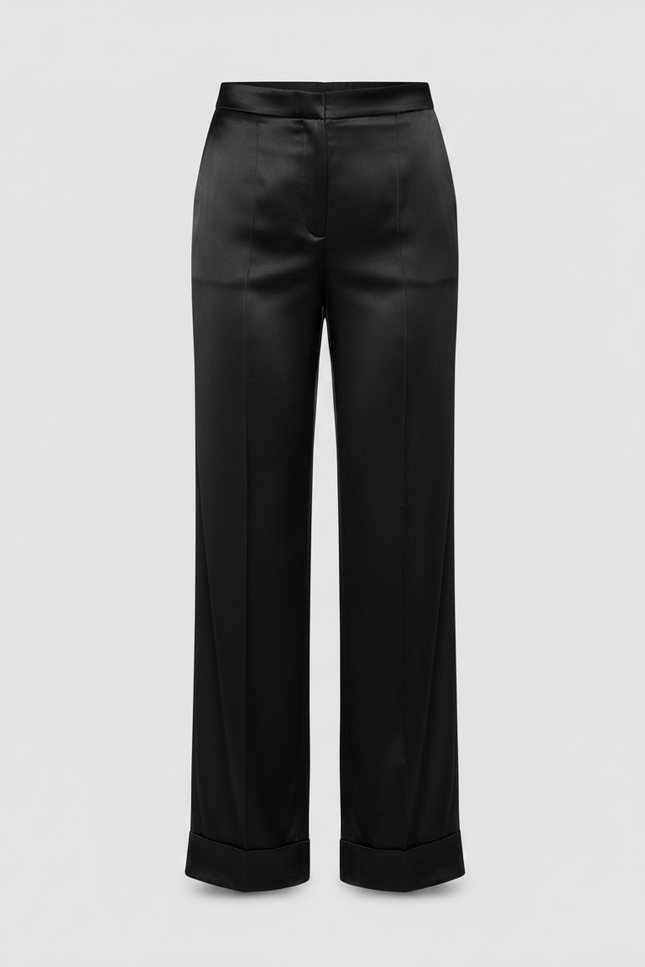 Pantalon Satin Noir Brillant Femme - vue 3