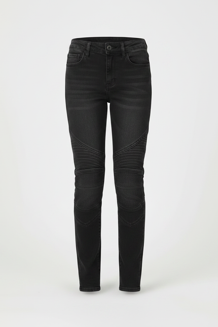 Pantalon Noir Moto Slim Fit Femme - Jean - vue 3