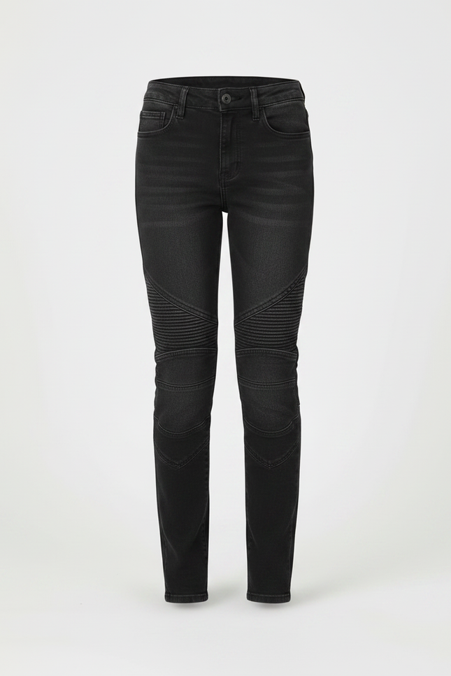 Pantalon Noir Moto Slim Fit Femme - Jean - vue 3