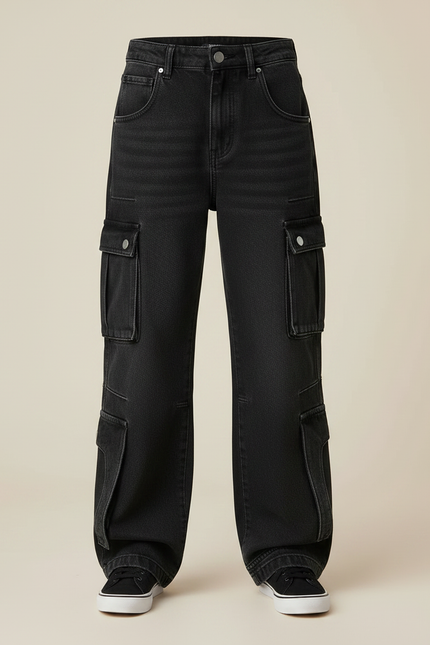 Pantalon Noir Cargo Ample Denim Garçon - Jean - vue 3