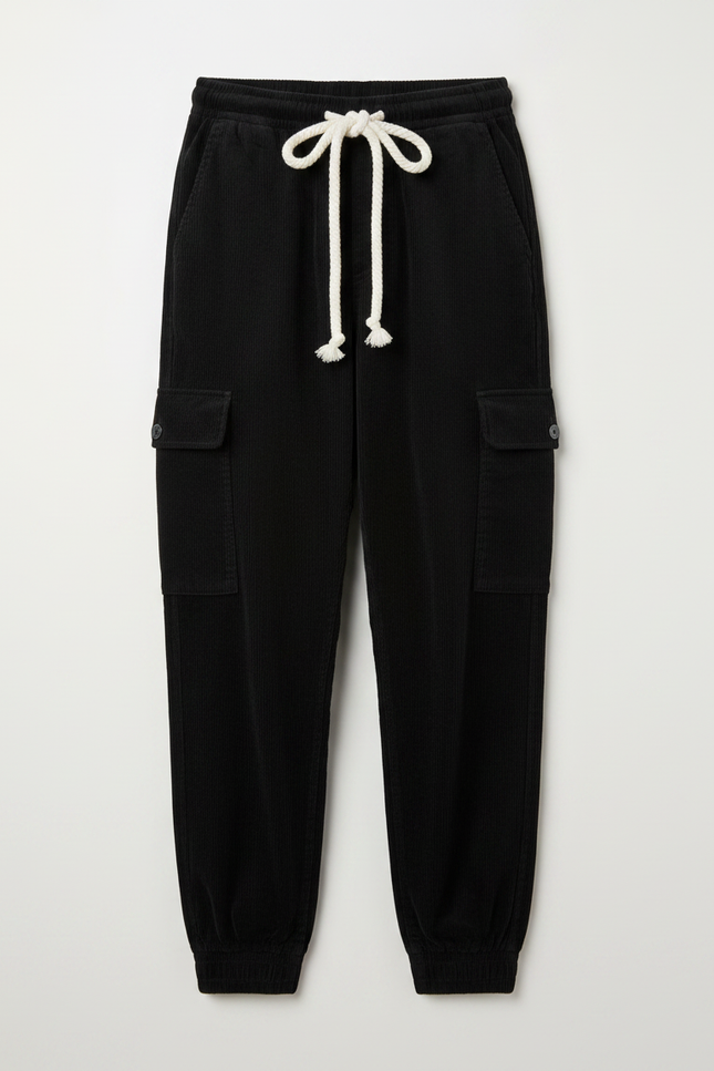 Pantalon Utilitaire Noir - Cordé - vue 3