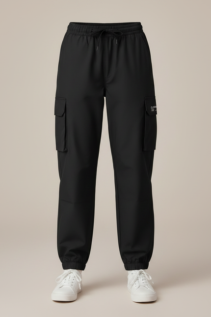 Pantalon Noir Cargo Ample Confortable Enfant - Polyester - vue 3