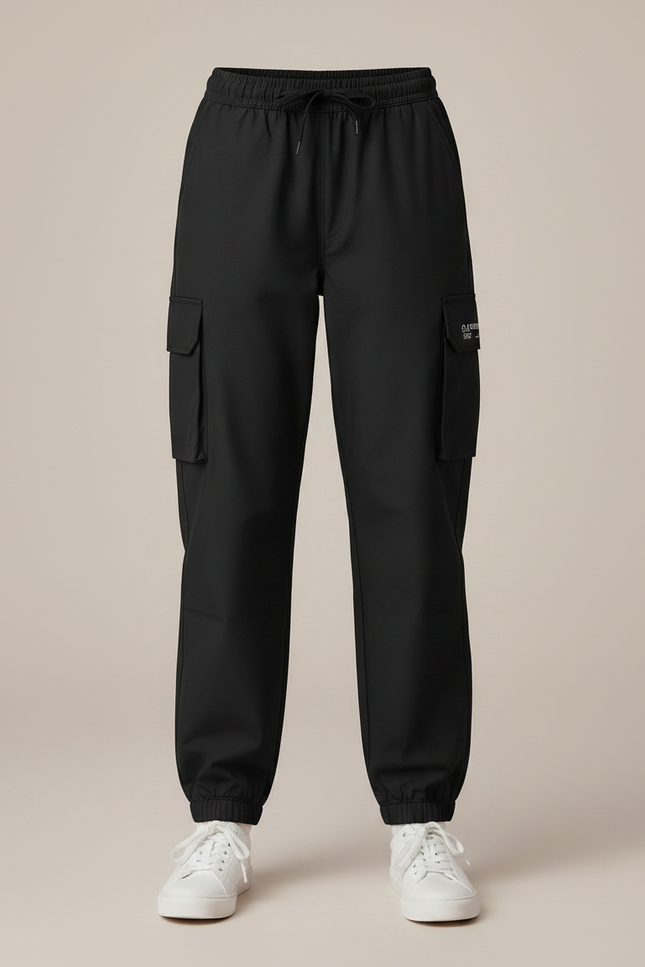Pantalon Noir Cargo Ample Confortable Enfant - Polyester - vue 3