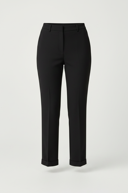 Pantalon Noir Cropped Élégant Taille Haute Femme - Polyester - vue 3