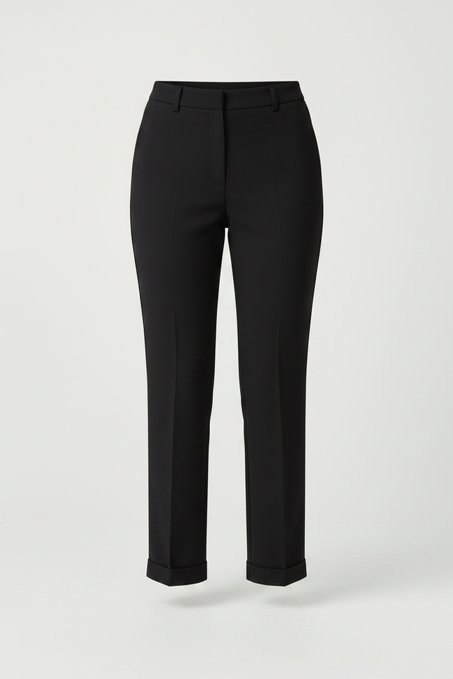 Pantalon Noir Cropped Élégant Taille Haute Femme - Polyester - vue 3