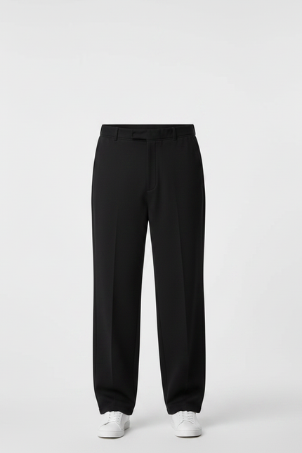 Pantalon Noir Large Droit Décontracté Homme - Polyester - vue 3