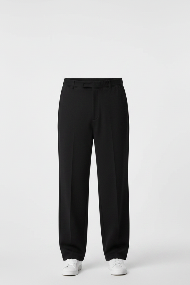 Pantalon Noir Large Droit Décontracté Homme - Polyester - vue 3