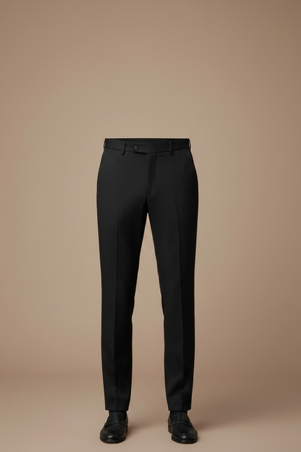 Pantalon Noir Homme Ajusté Droit Élégant Formel - Gabardine - vue 3