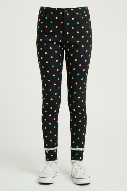 Pantalon Noir Polka Dots Imprimé Coloré Fille - Maille - vue 3