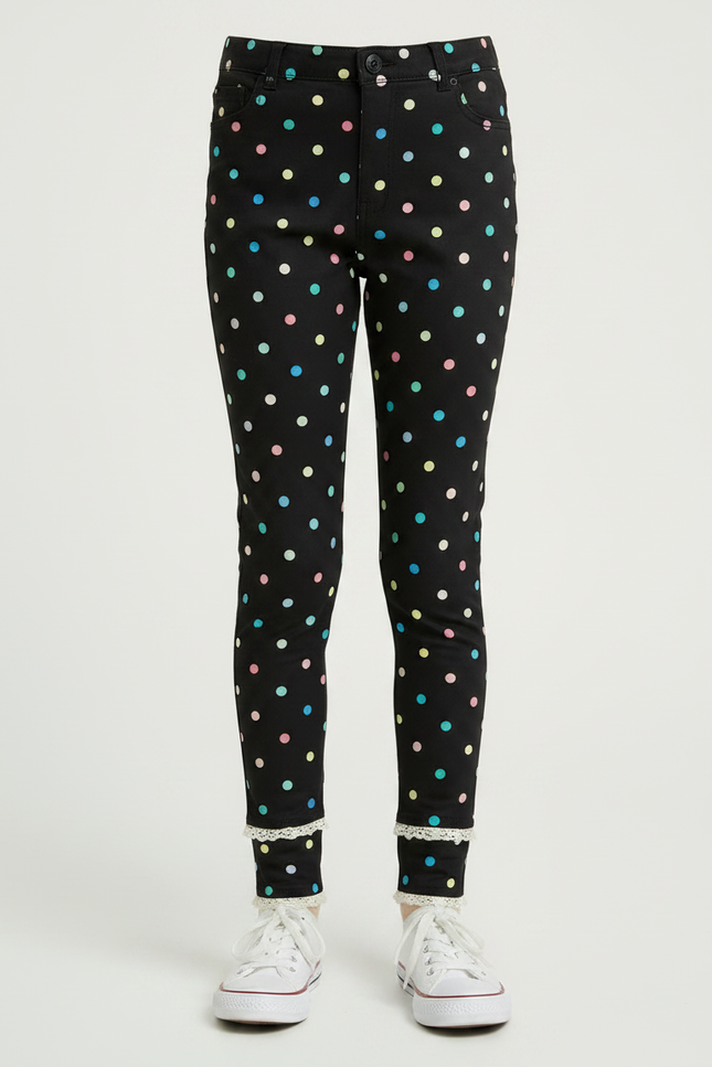 Pantalon Noir Polka Dots Imprimé Coloré Fille - Maille - vue 3