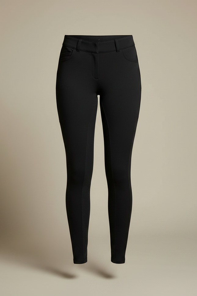Pantalon Noir Équitation Ajusté Poches Téléphone Femme - Maille - vue 3