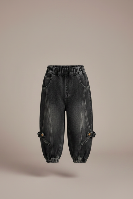 Pantalon Noir Ample Denim Garçon Décontracté Tendance - Gris Jean - vue 3
